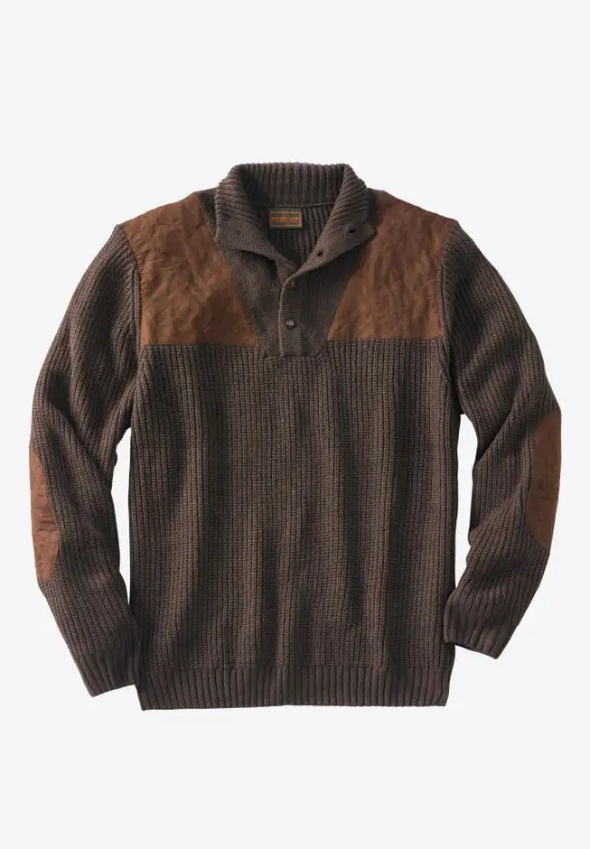 Patch Sweater with Mock Neck