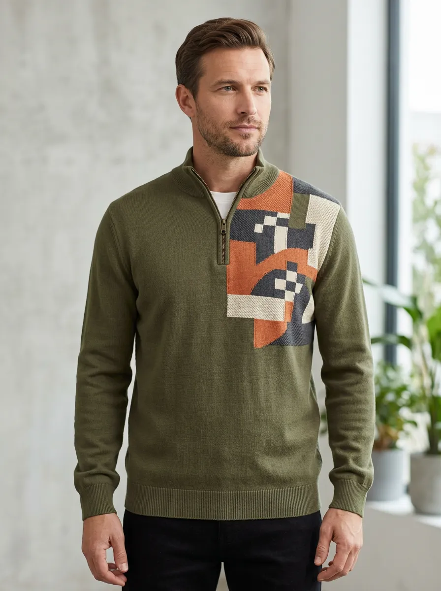 Half-Zip Half-Zip Geometric Men's Half-Zip Sweatshirt