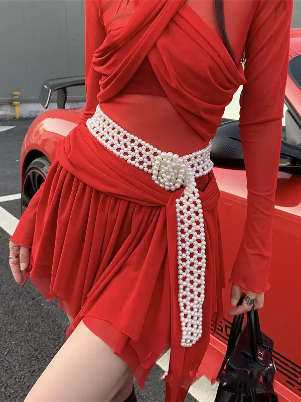 Beaded Buckle Waist Belt