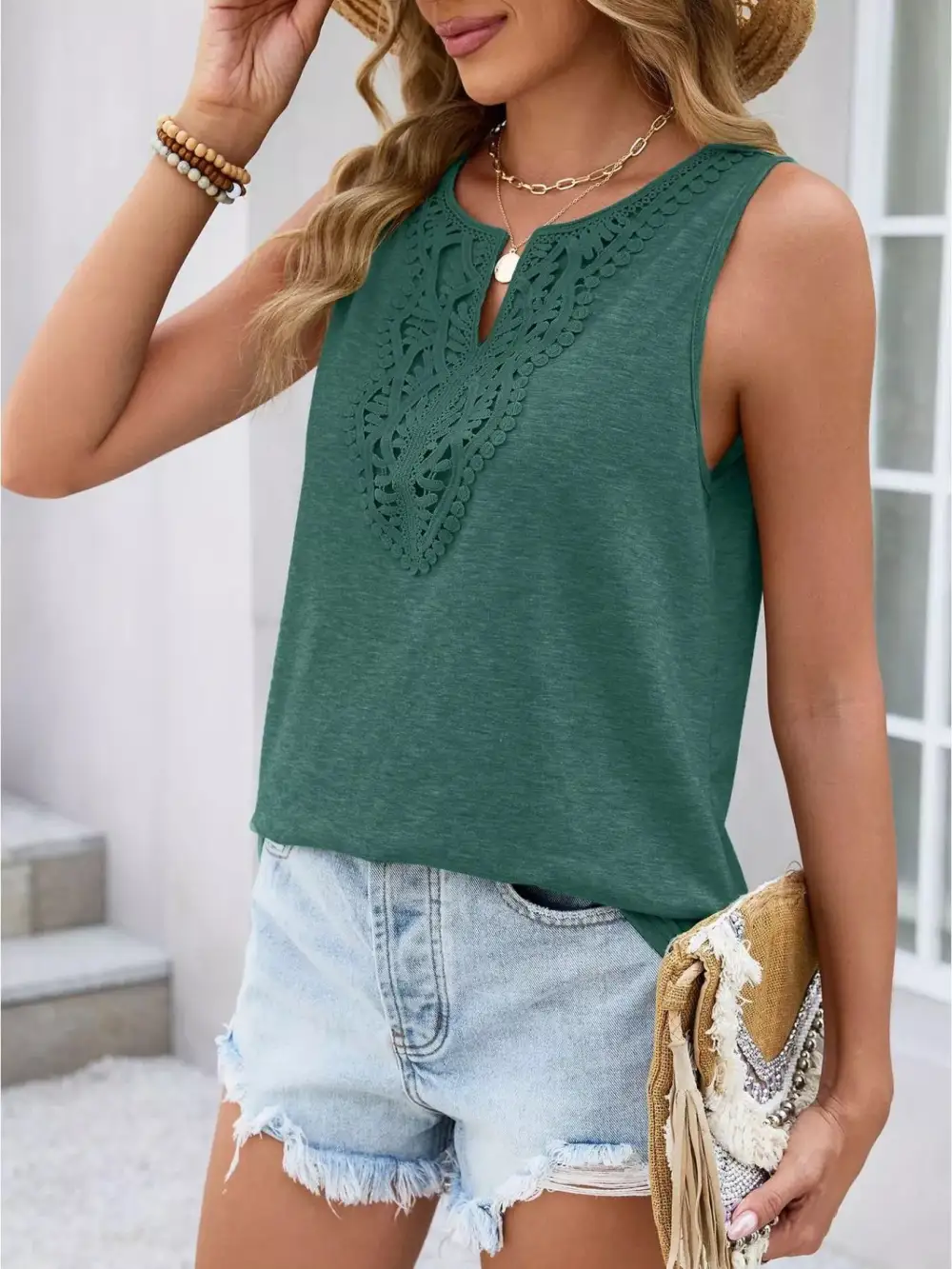 Refined Refined Lace-Trim Tank Top