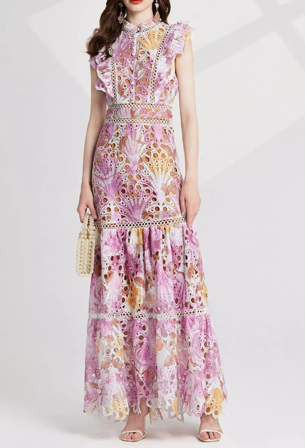 Floral Lace Detail Maxi Dress