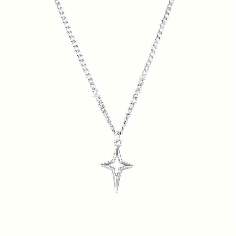 Men's Star Cross Pendant Necklace Cable Chain