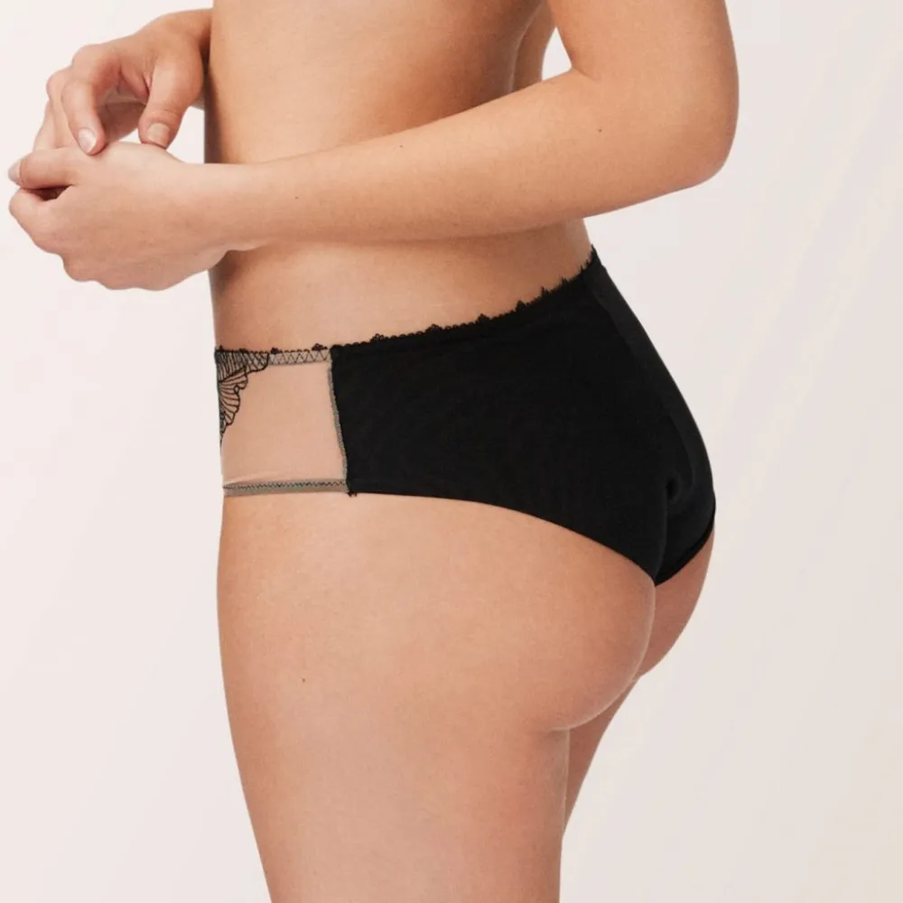 Women's Seamless Embroidery Mesh Boxer Panty