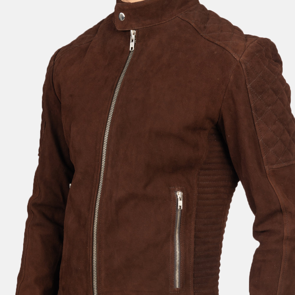 Men's Classic Biker Suede Quilted Jacket