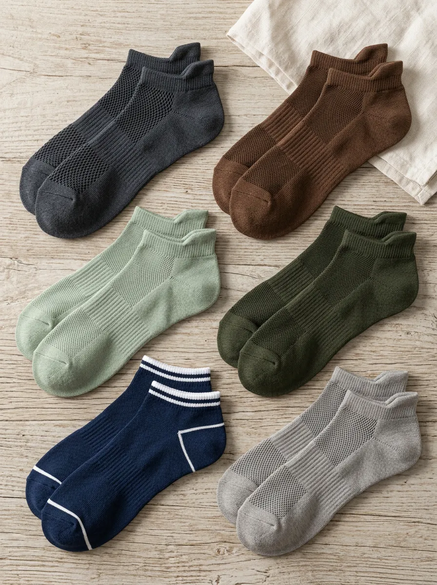 Men's Casual Athletic Mesh Breathable Striped Printed Socks 6-Pack
