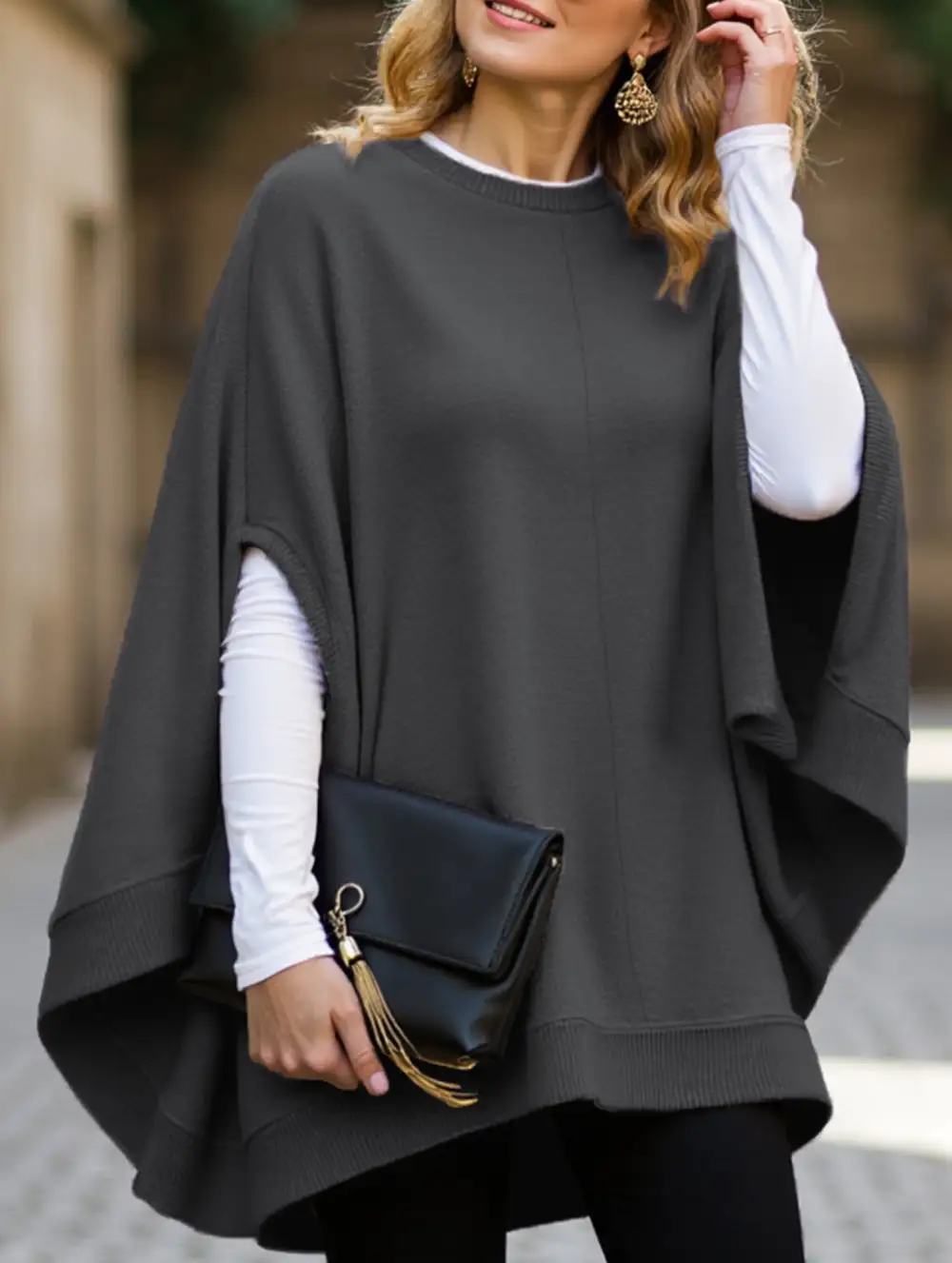 Loose Batwing Sleeve Knitted Top