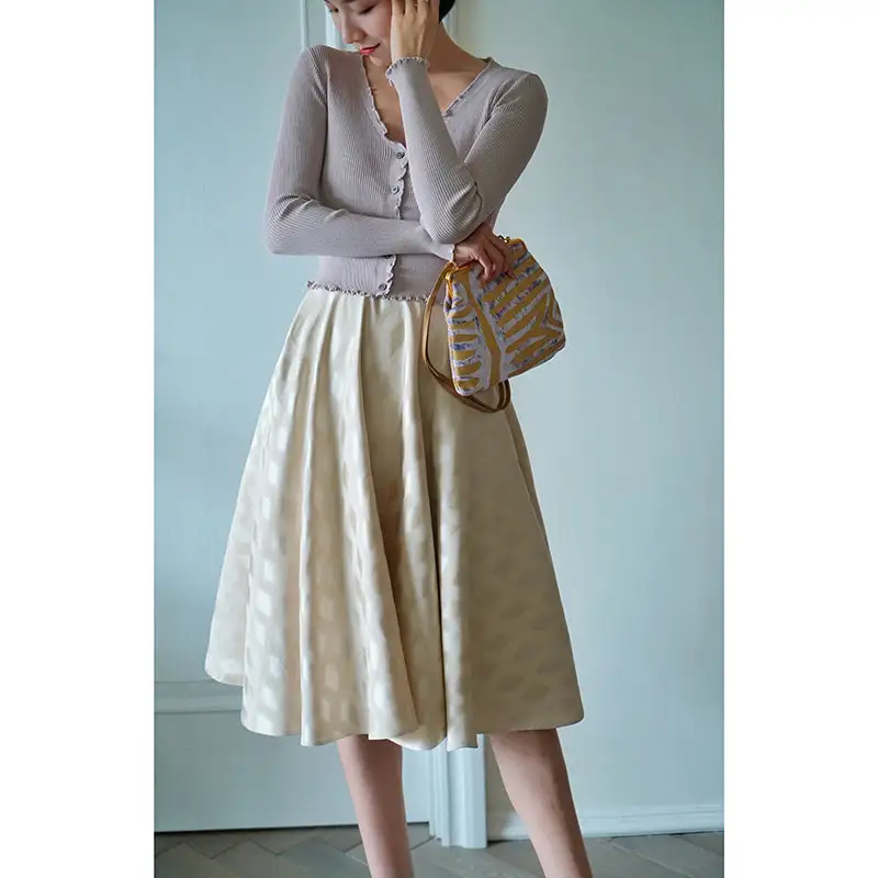 Polished Textured Everyday Casual Polyester Skirt