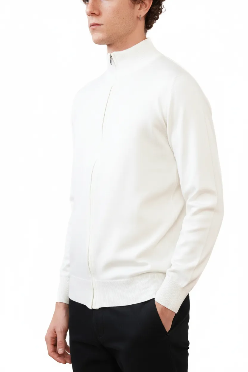 Modern Regular Fit Full Zip Viscose Knit Vest