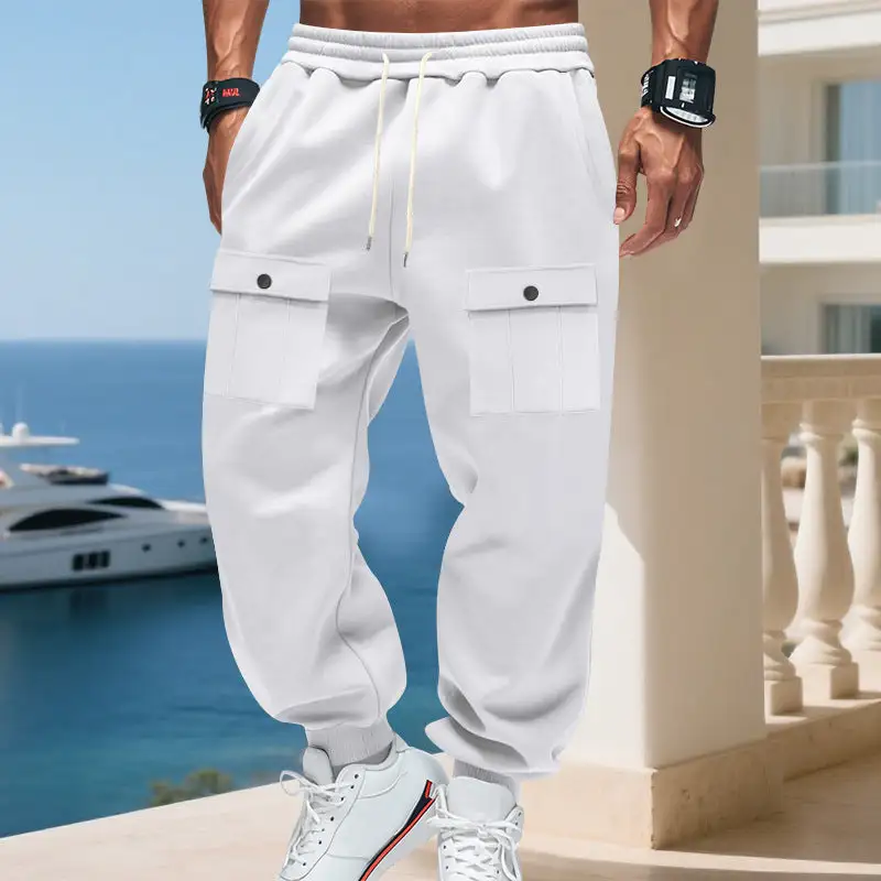 Men's Cargo Joggers Pockets Waistband Cargo Pants