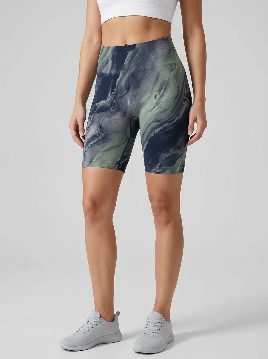 Women's High-Rise Abstract-Print Biker Shorts