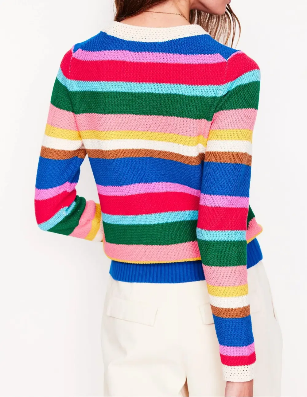 Pullover Crew Neck Trim Sweater