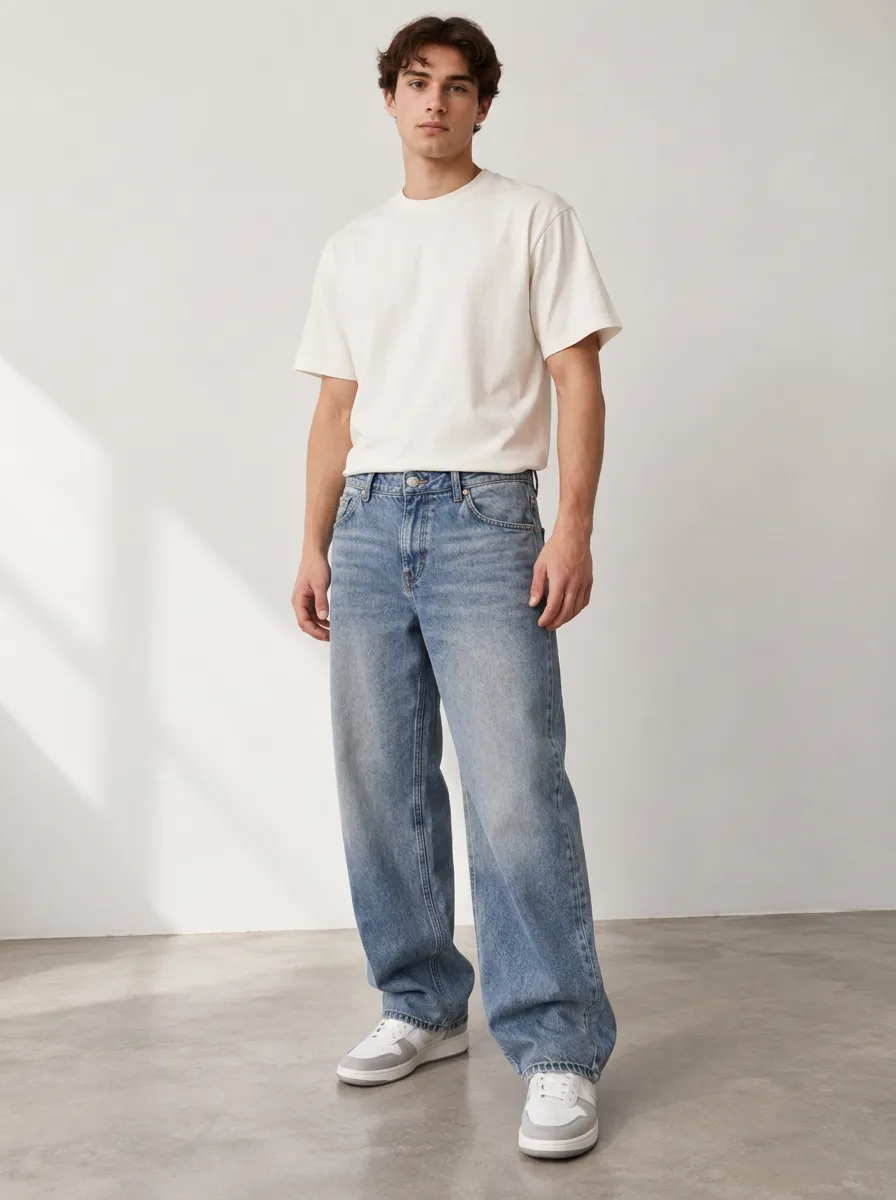 Men's Relaxed Free Moving Loose Fit Jeans
