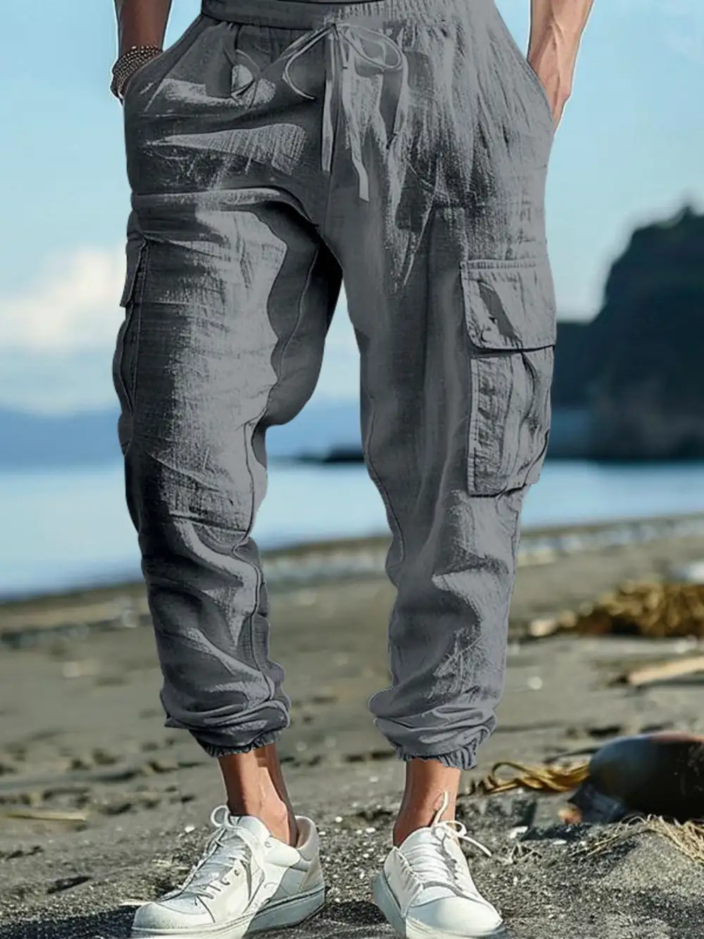 Refined Men's Full Size Casual Cargo Pants with Drawstring