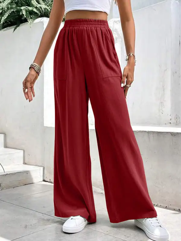Mid Waist Straight Loose Sports Clean Pants