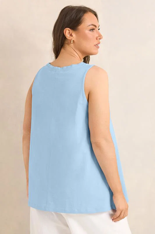 Blue Premium Cotton Vest Top detail 2