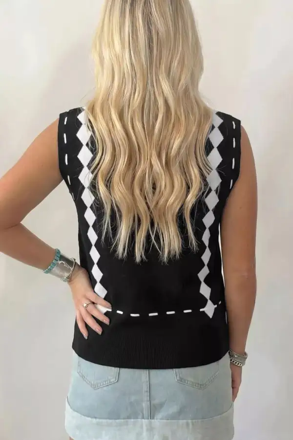 Mock Neck Geometric Printed Sweater