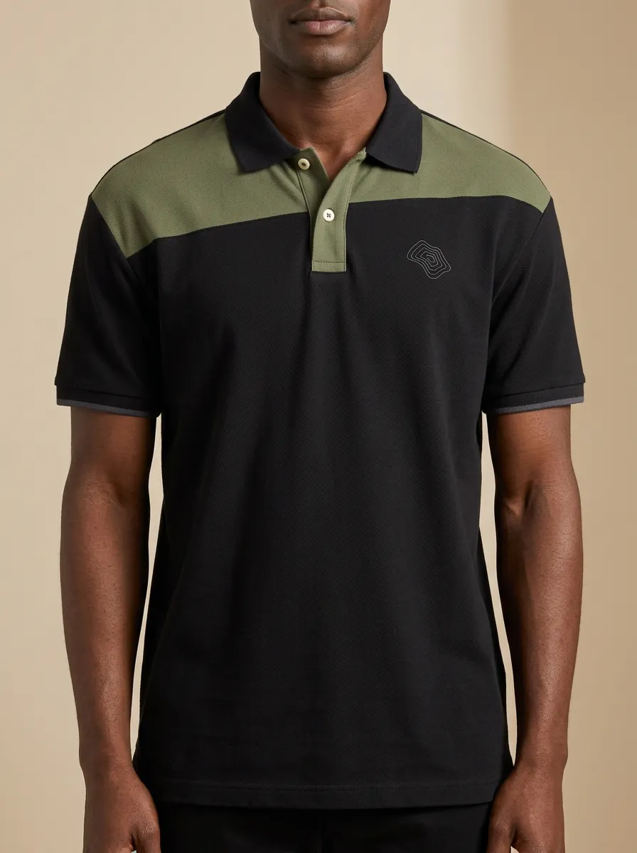 Textured Geometric Men's Polo Shirt