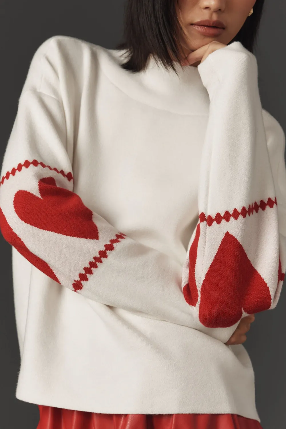 Crimson Mock Neck Sweater