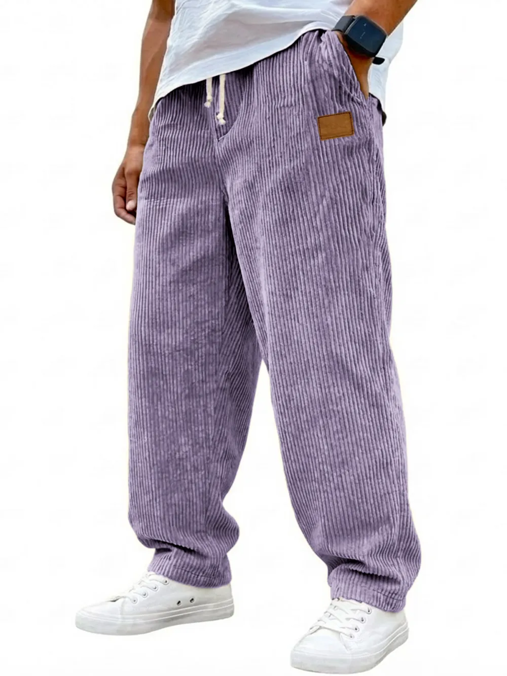 Corduroy Drawstring Seamed Trousers