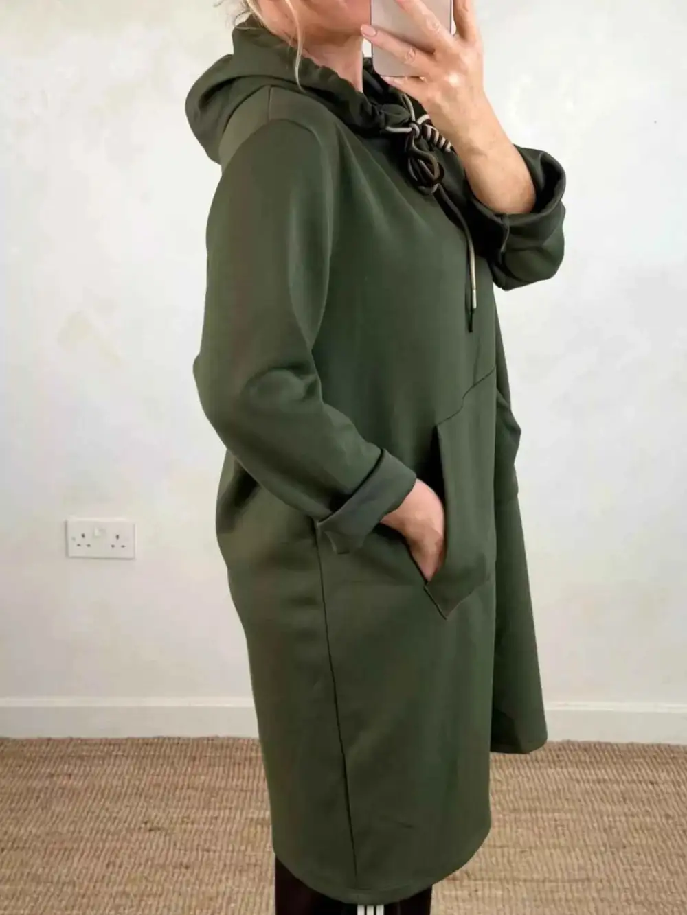 Plus Size Casual Drawstring Hooded Sweatshirt Dress