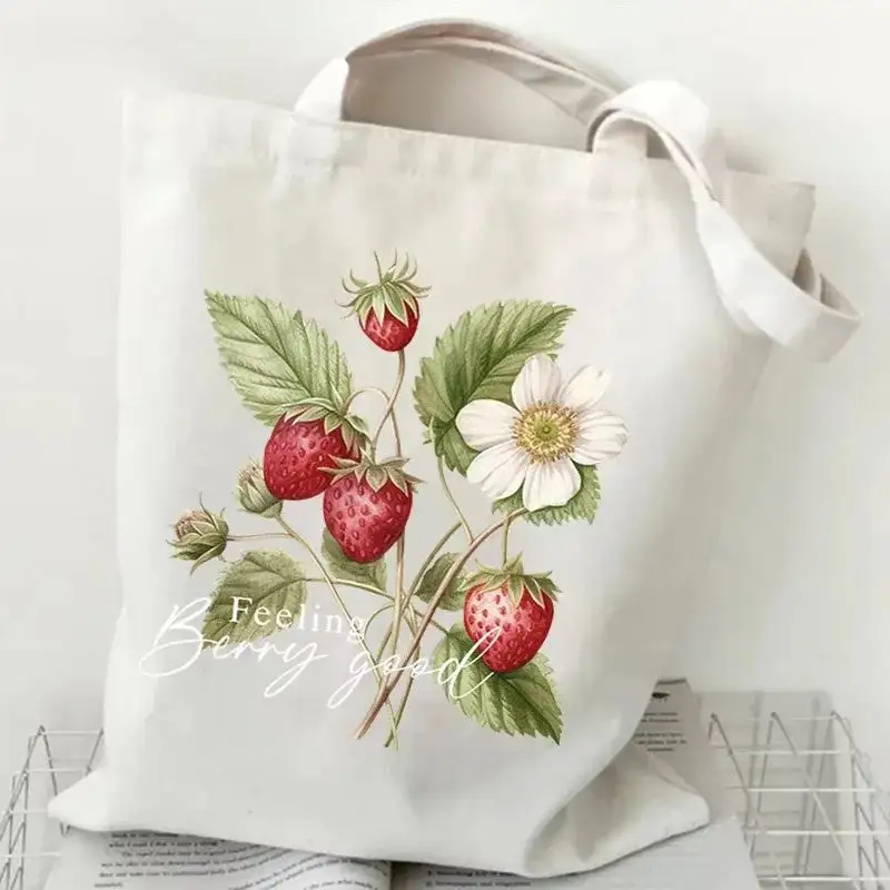 Bohemian Canvas: Flower-Pattern Shopper Tote Bag