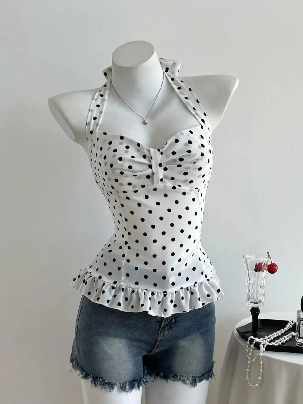 Dot Halter Neck Cami