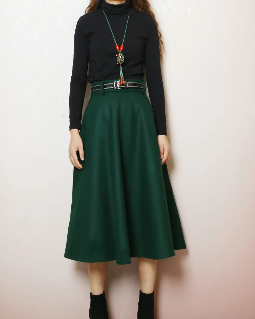 Everyday Belted Wool Maxi Skirt