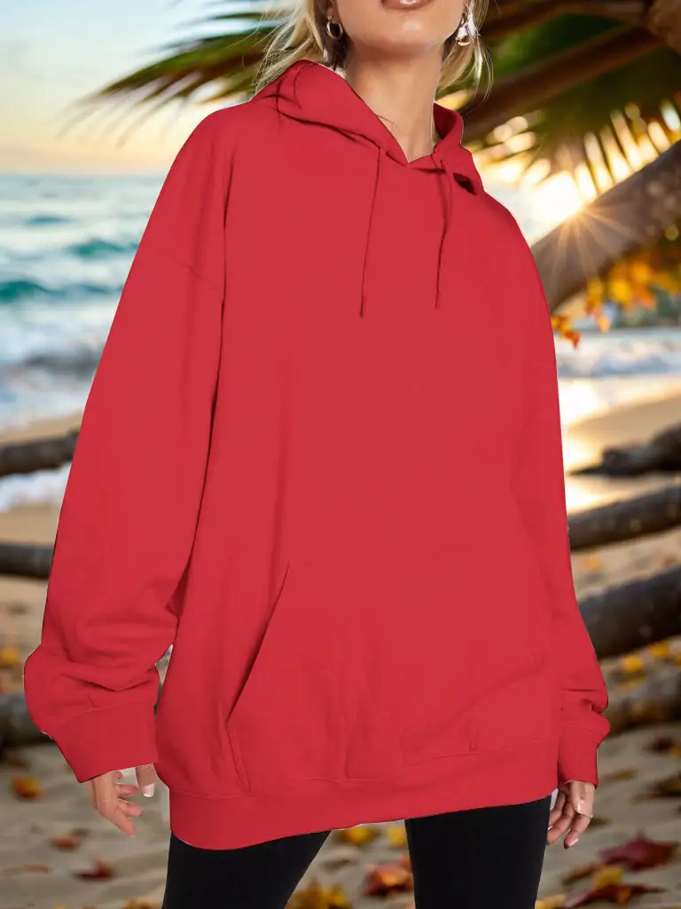 Refined Drawstring Pocketed Hoodie
