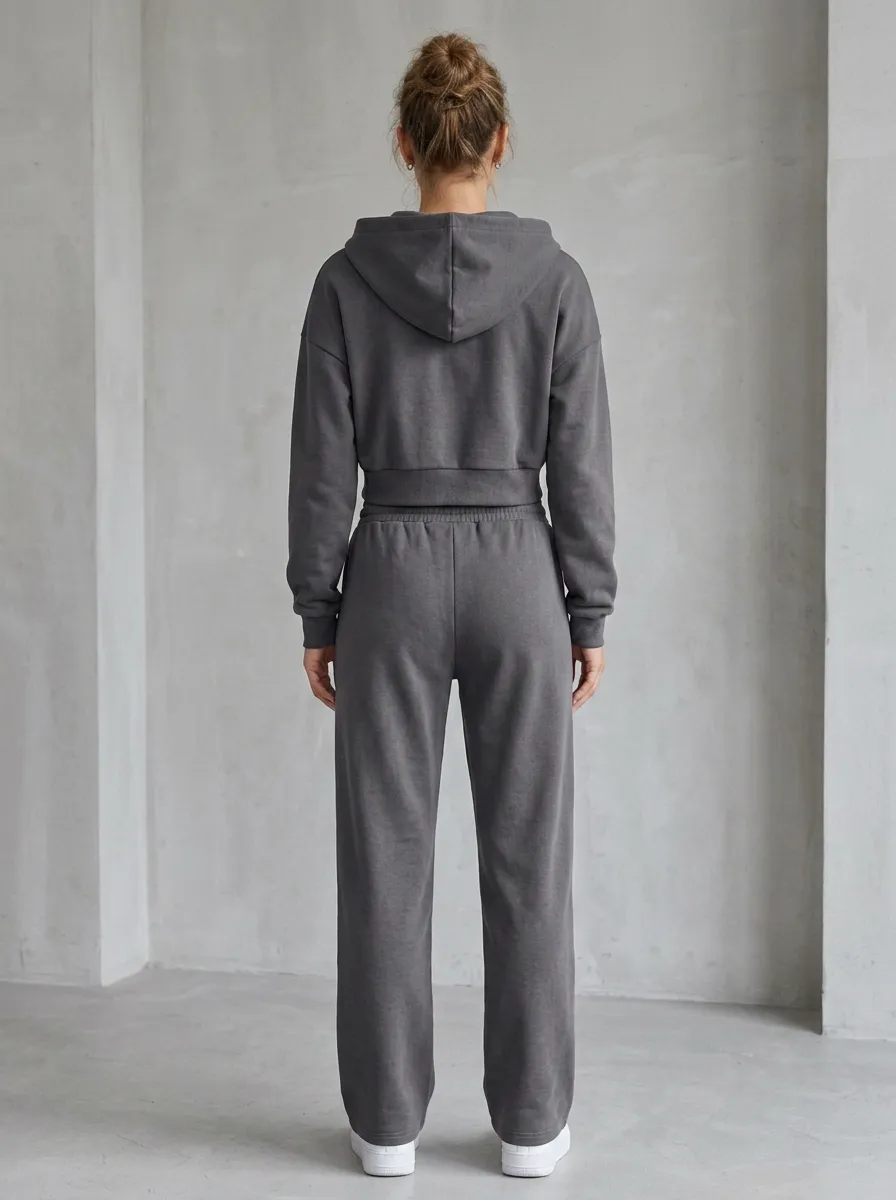 Cropped Jogger Sporty Women's Cropped Zip-Up Hoodie Jogger Active Set
