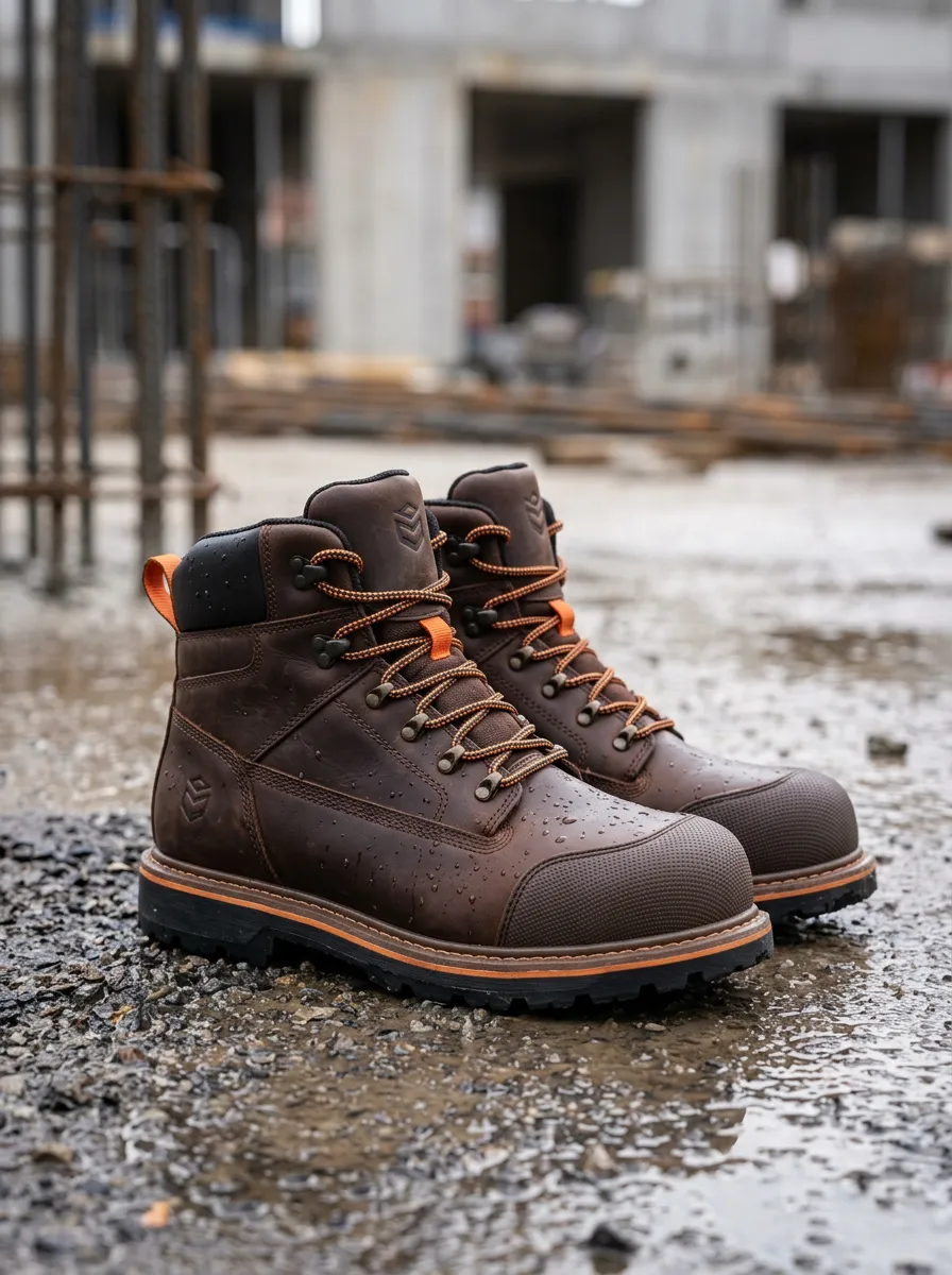 Men's Field Inspired Waterproof Construction Graphic Detail Work Boots