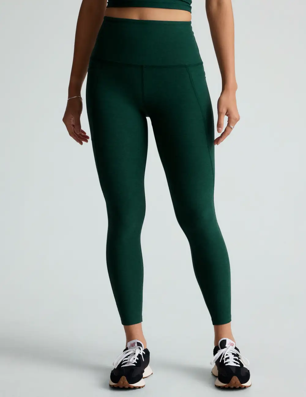 Pocketed Green Leggings For Functional Casual Style