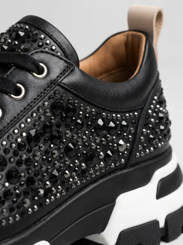 Lace-Detail Women's Rhinestone Platform Shoes
