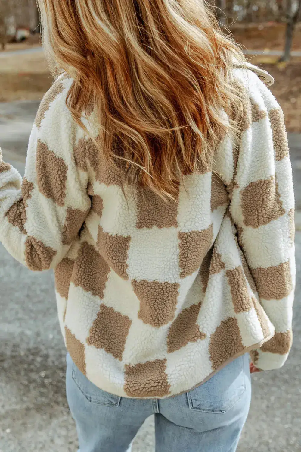 Checkered Snap Front Pocketed Casual Jacket