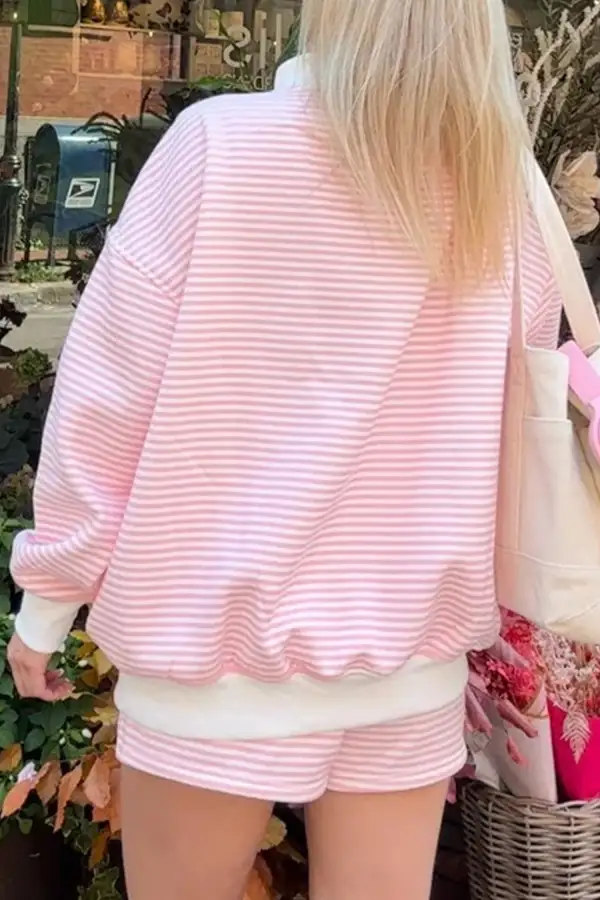 Stripe Shorts Relaxed Shorts Lounge Set Comfort