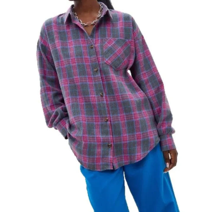 Cozy Loose Fit Long Sleeve Plaid Shirt