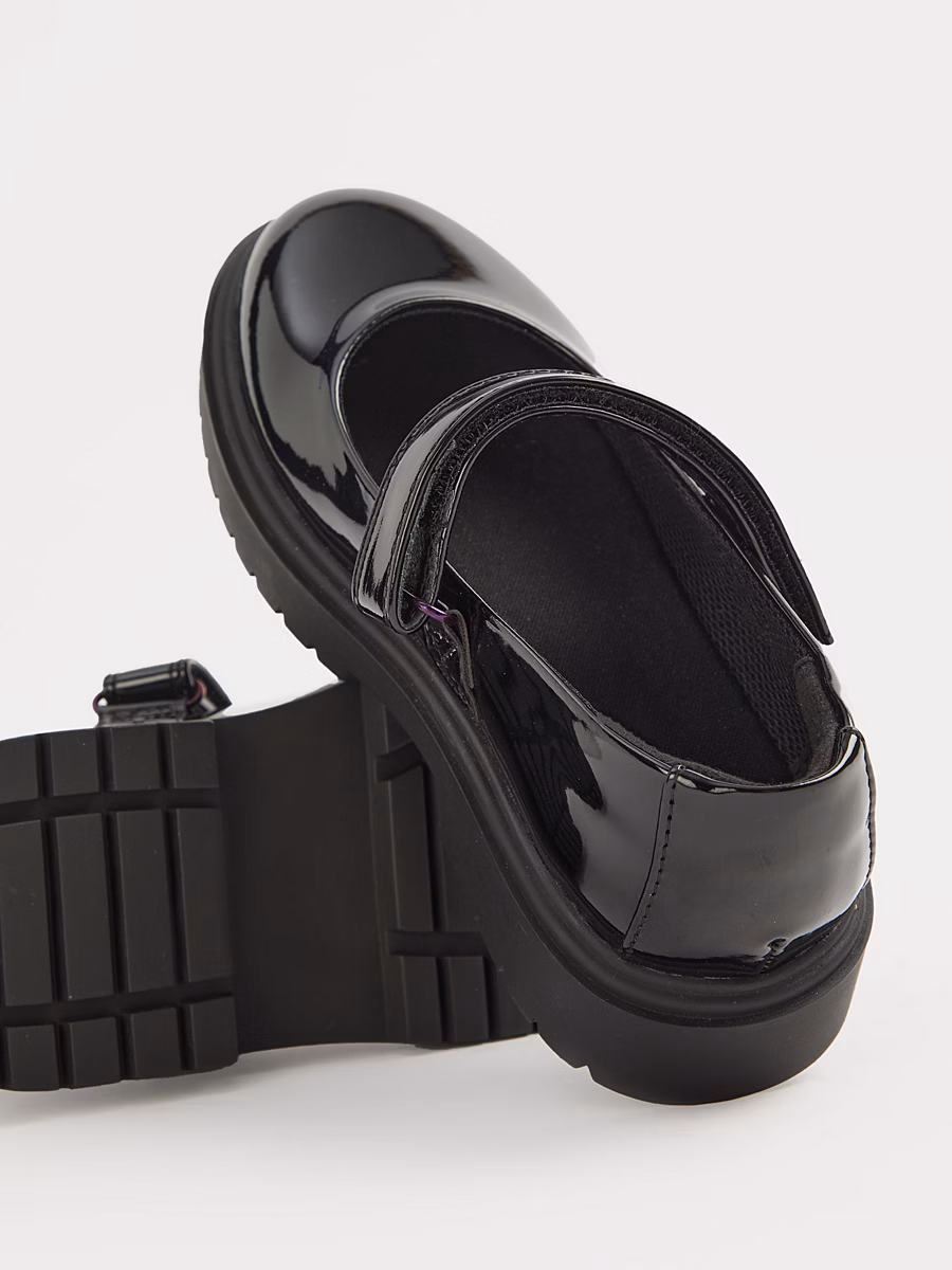 Black Patent Chunky Mary Jane School Shoes detail 2