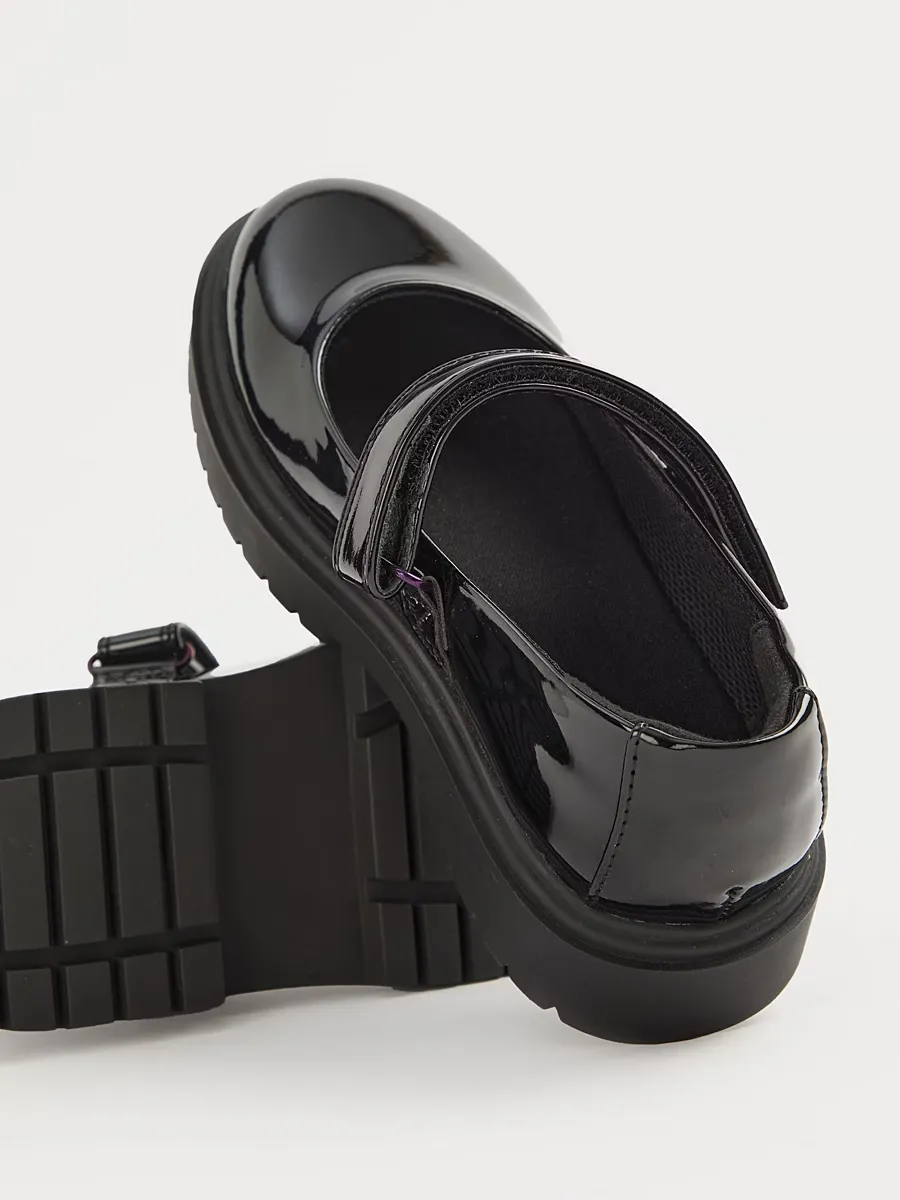 Black Patent Chunky Mary Jane School Shoes