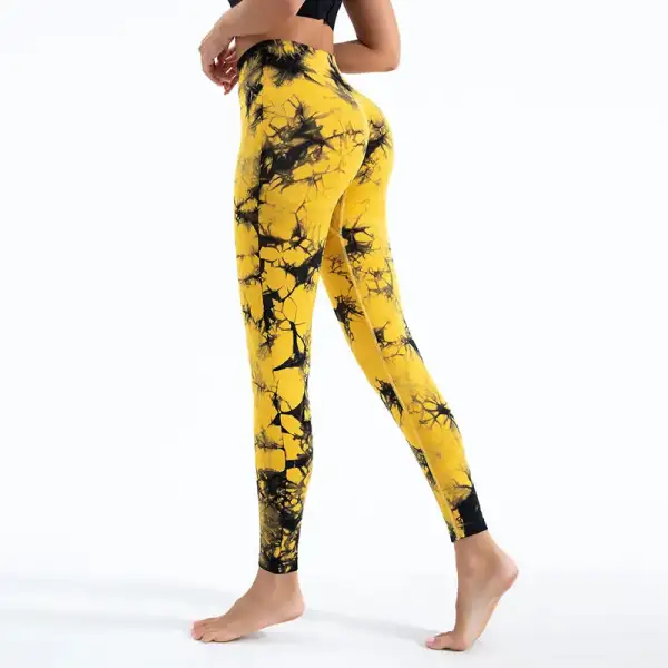 Tie Dye Gym Leggings Seamless Pants Scrunch Sports Fitness High Waist