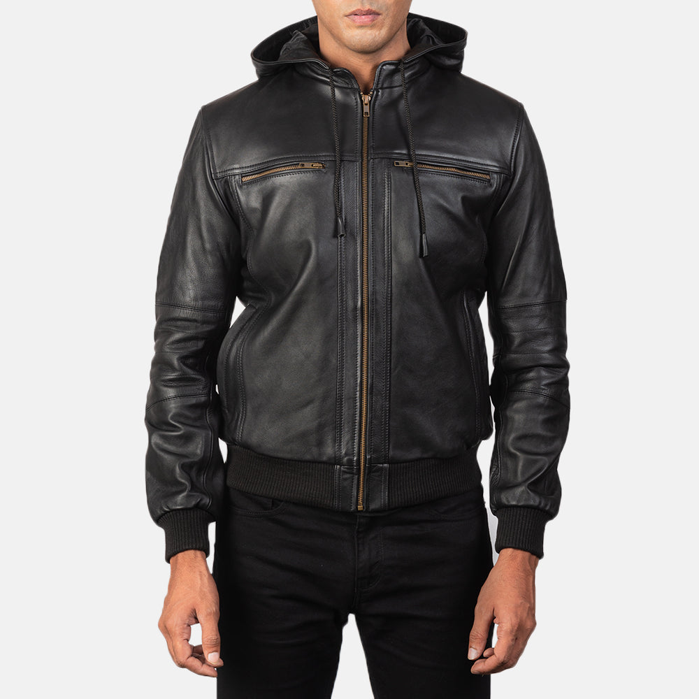 Men's Utility Bomber Leather Jacket