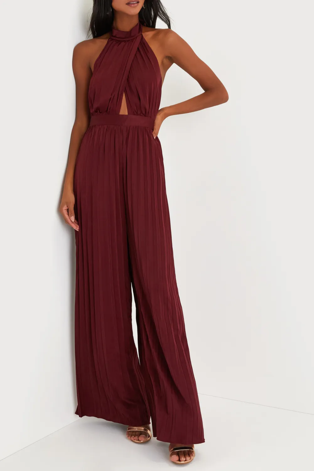 Daily Pleated Halter Jumpsuit