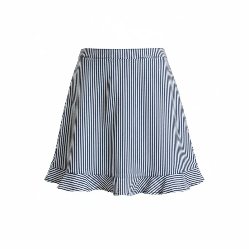 Striped Ruffle Hem Skirt