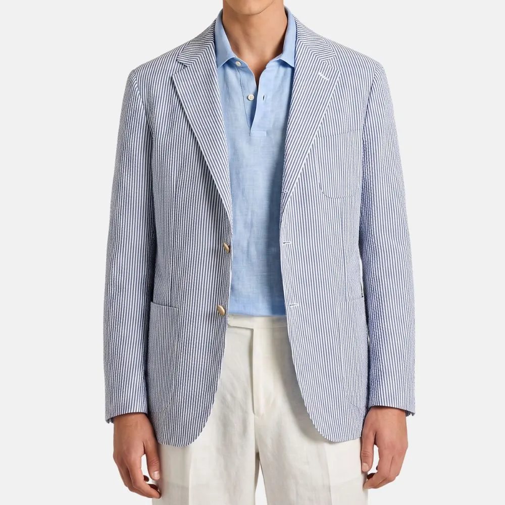 Striped Silk Cotton Blazer Jacket