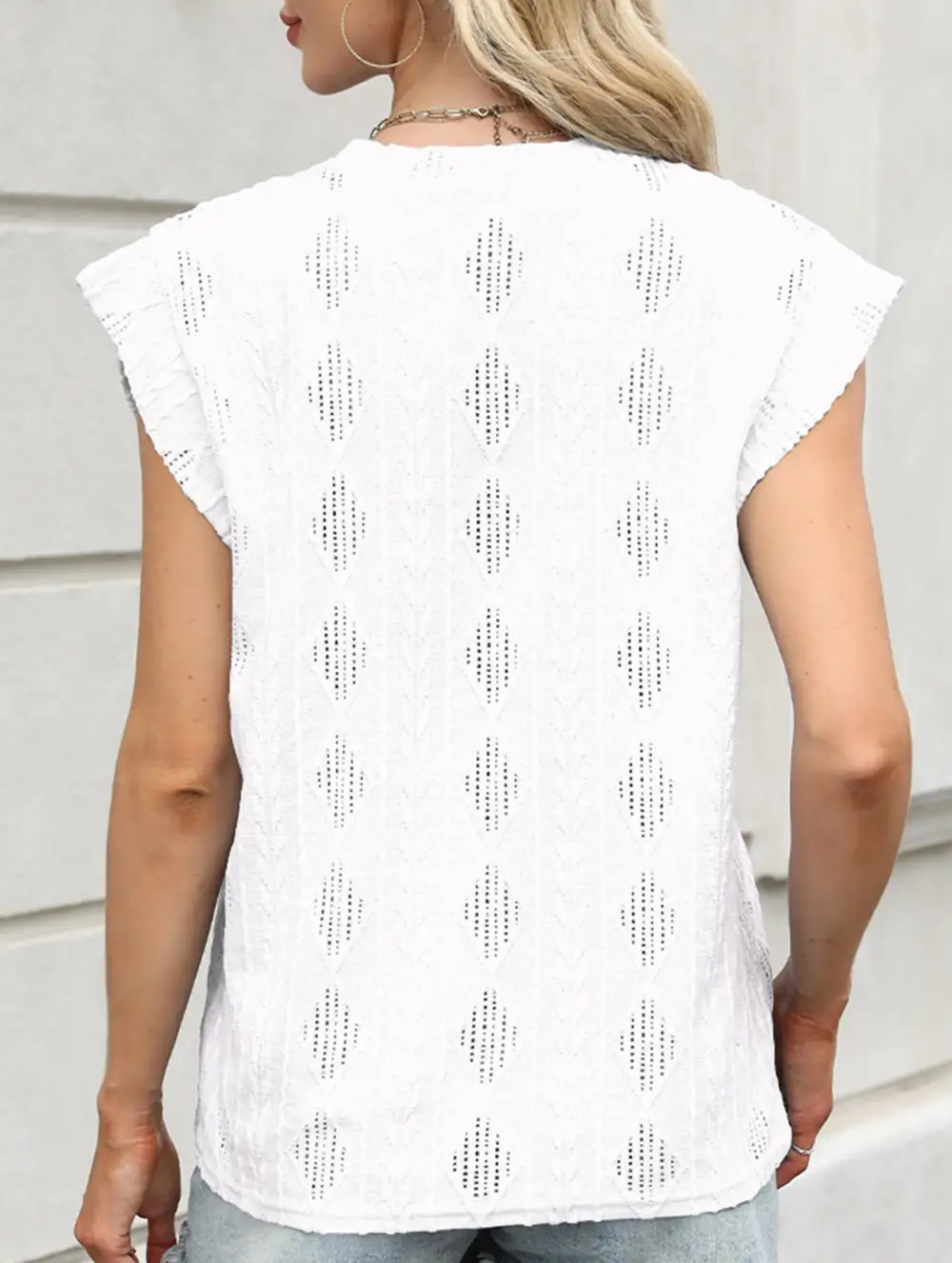 Jacquard Crew Neck Loose Tee