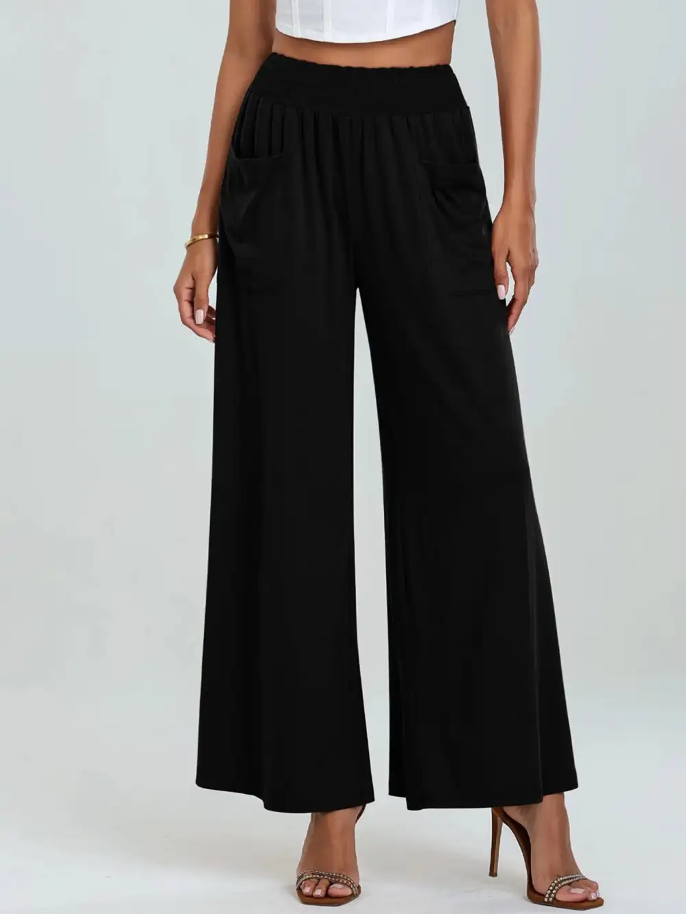 High Waist Pocketed Trousers