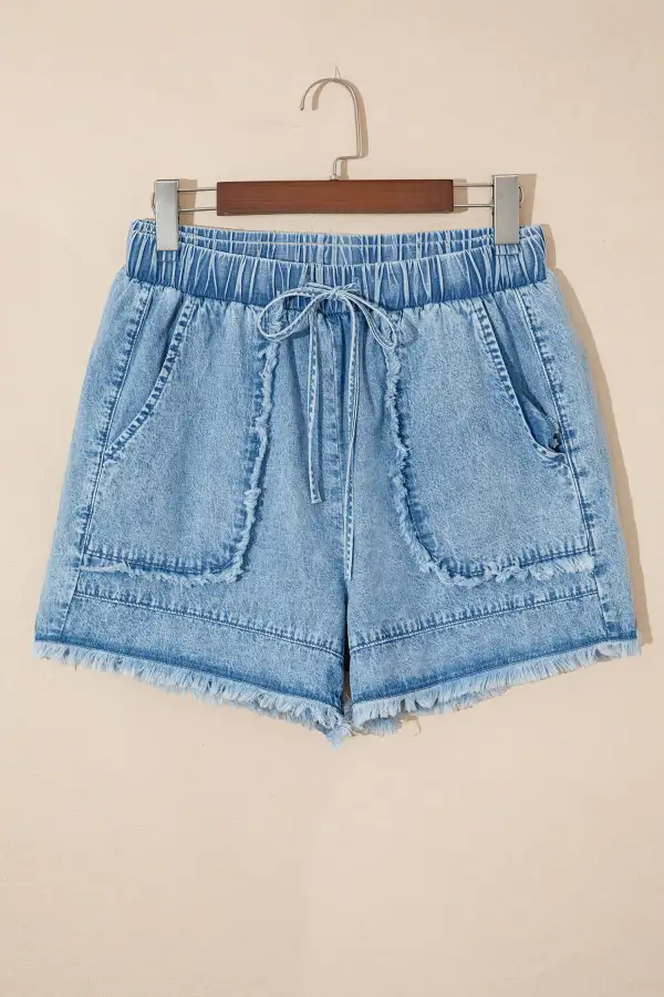Frayed Edge Casual Denim Shorts