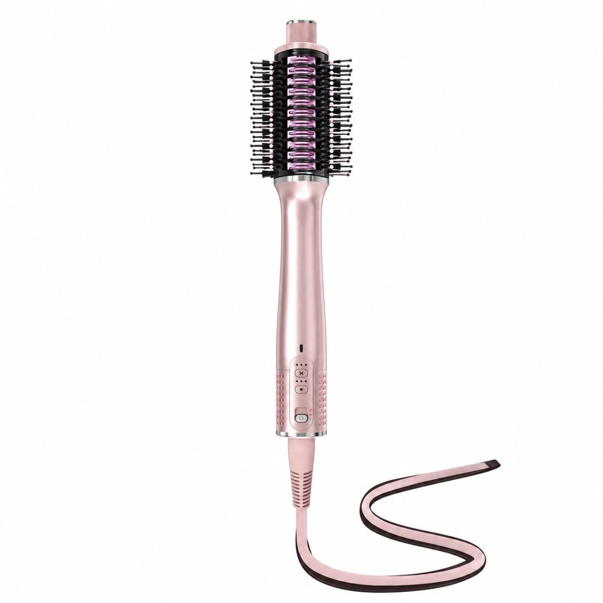 Lychee pink 2-in-1 heated styling brush