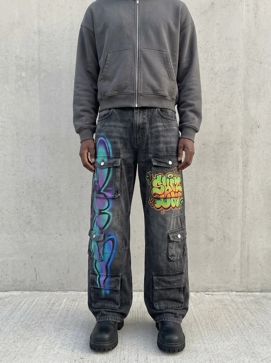 Men's Streetwear Graffiti Art Urban Art Cargo Jeans