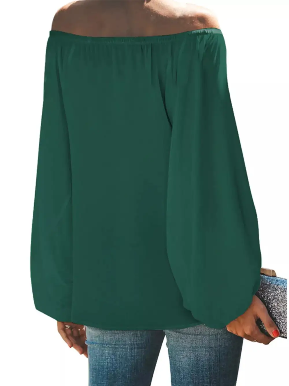 Shoulder Balloon Sleeve Blouse Plus