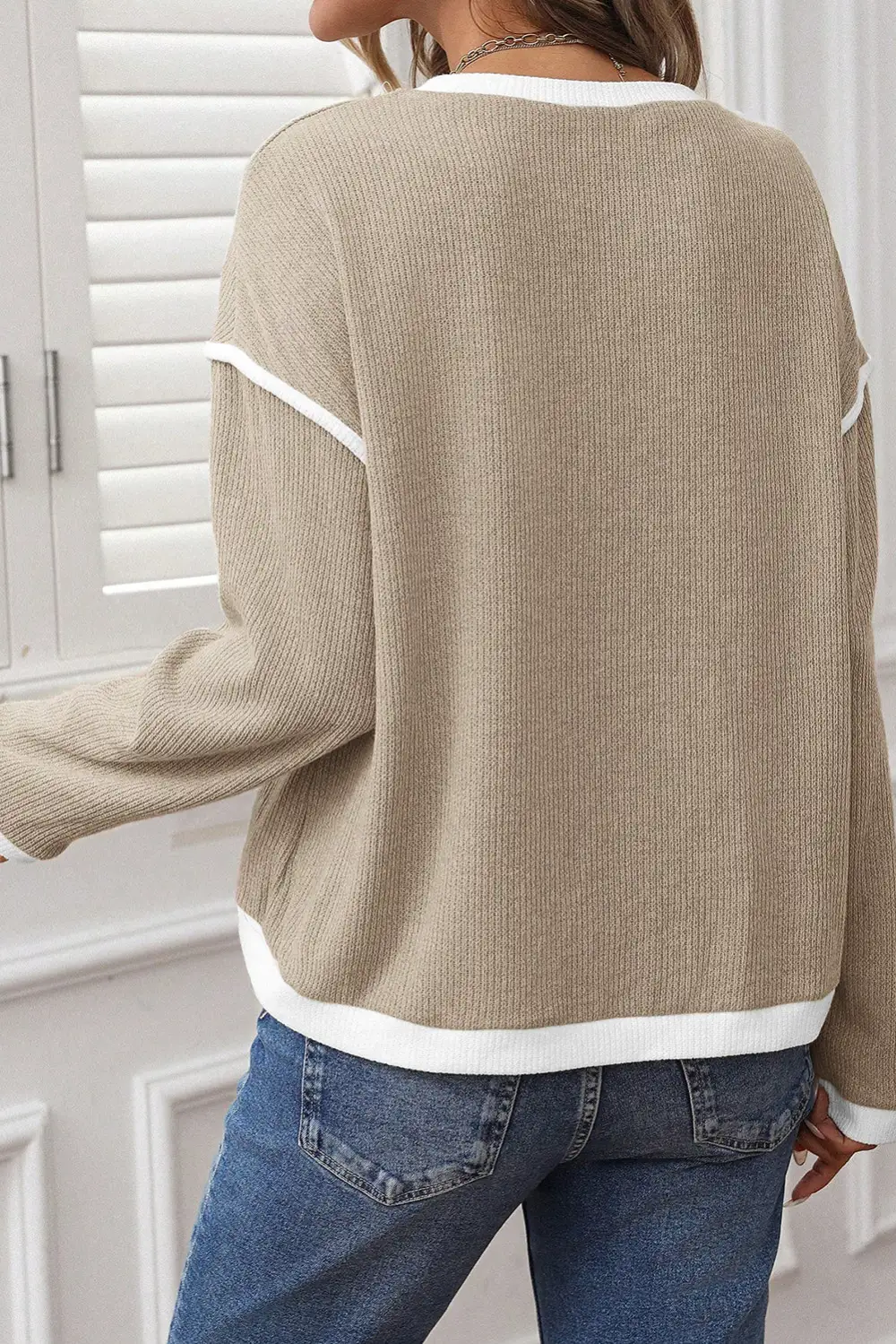 Women's Knit Drop Shoulder Loose Fit Top