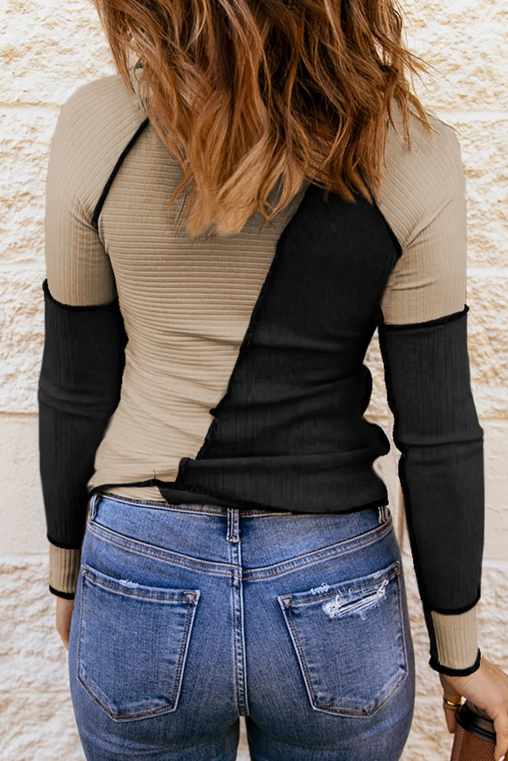 Multicolor Irregular Block Seaming Trim Top